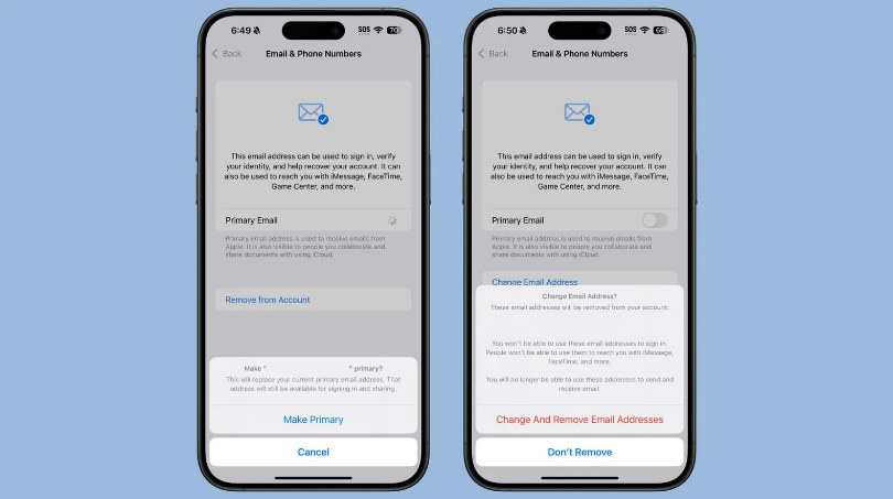 沂南苹果手机维修分享苹果 iOS 18.1 支持设置“主要”邮箱地址并更改 iCloud 邮箱 